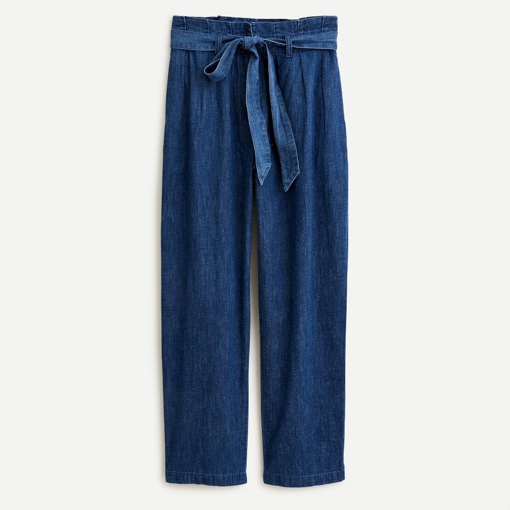 J. Crew High Rise Paper-bag Pant In Chambray